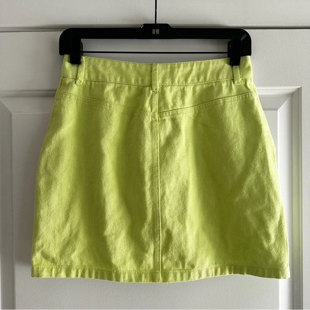 Sans Souci Neon Lime Green Mini Skirt with Zipper NWT